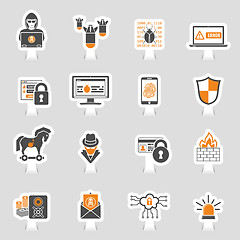 Image showing Internet Security Icon Sticker Set