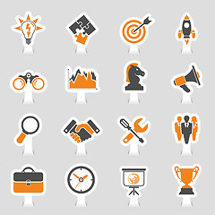 Image showing Business Strategy Icon Sticker Set