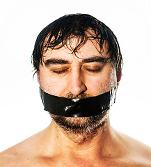 Image showing man with black tape