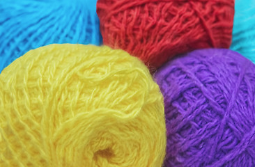 Image showing Colorful Balls Of Wool Yarn Closeup