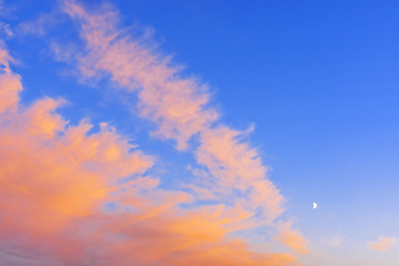 Image showing Vivid blue and scarlet clouds at White Nights