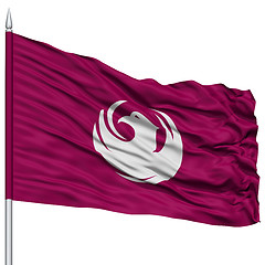 Image showing Phoenix Flag on Flagpole, Waving on White Background