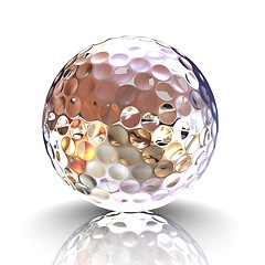 Image showing 3D rendering metal golf Ball with white background