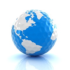 Image showing Conceptual 3d illustration. Golf ball world globe