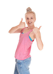 Image showing Happy woman with thump up