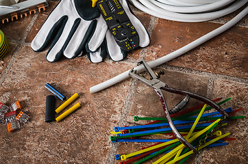 Image showing Tools for electrical installation, close-up