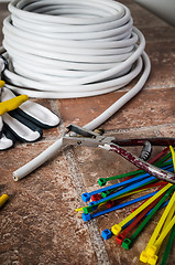 Image showing Tools for electrical installation, close-up