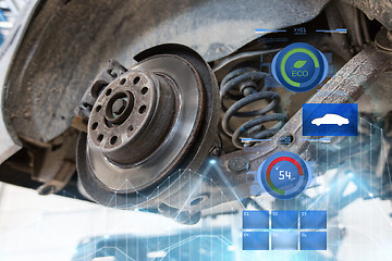 Image showing car brake disc at repair station