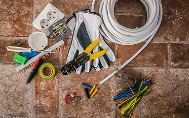 Image showing Tools for electrical installation, close-up