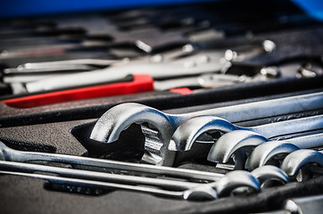 Image showing Toolbox in the workshop, close-up