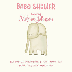 Image showing beautiful doodle baby shower card wirh watercolor elephant