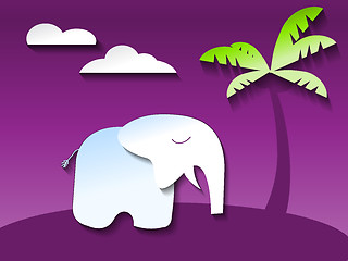 Image showing elephant in ultraviolet jungle, paper art style vector