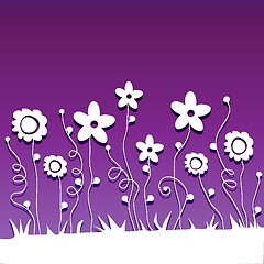 Image showing paper  cut flowers on ultraviolet background