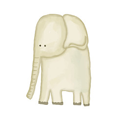 Image showing doodle, watercolor hand drawn elephant isolated on white backgro
