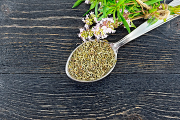 Image showing Thyme dry in spoon on board top