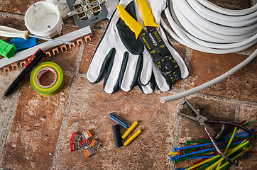 Image showing Tools for electrical installation, close-up