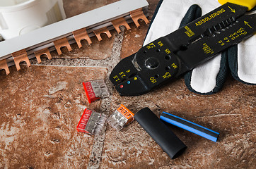 Image showing Tools for electrical installation, close-up