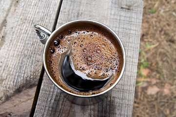 Image showing Metal mug of coffee