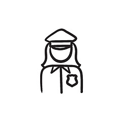 Image showing Policewoman sketch icon.