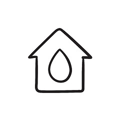 Image showing House with water drop sketch icon.