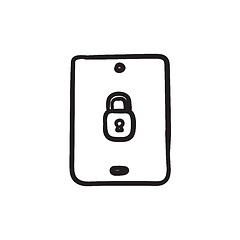 Image showing Digital tablet security sketch icon.