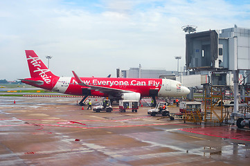 Image showing AirAsia airplane in Singapore airport