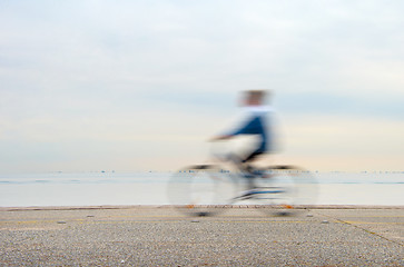 Image showing Bicyclist, motion blur