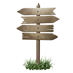 Image showing Wooden signboard in a grass.