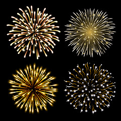 Image showing Set of golden fireworks.