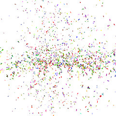 Image showing Explosion of multicolored festive confetti on white. Vector