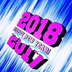 Image showing Congratulations on the New Year 2018, which goes after 2017. Vector New Year\'s figures with snow-covered and frozen edges.