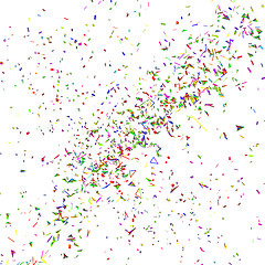 Image showing Explosion of multicolored festive confetti on white. Vector