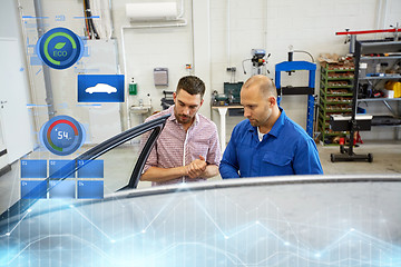 Image showing auto mechanic and man at car shop