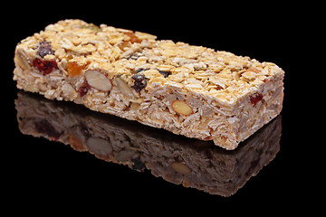 Image showing Granola bar with fruits and nuts