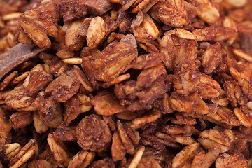 Image showing Texture of granola with chocolade.