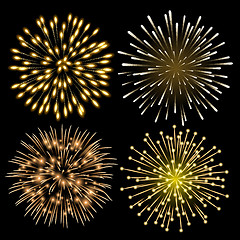 Image showing Set of golden fireworks.