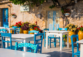 Image showing Tables in a traditional Italian Restaurant in Sicily