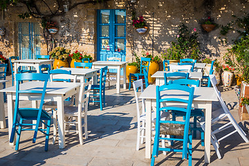 Image showing Tables in a traditional Italian Restaurant in Sicily