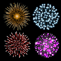 Image showing Set of colorful fireworks.