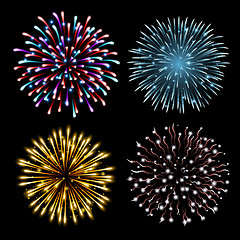 Image showing Set of colorful fireworks.