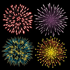 Image showing Set of colorful fireworks.