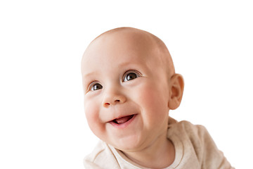 Image showing close up of happy little baby boy face