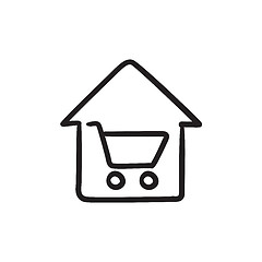 Image showing House shopping sketch icon.
