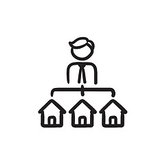 Image showing Real estate agent with three houses sketch icon.