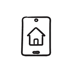Image showing Property search on mobile device sketch icon.