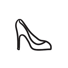 Image showing Heel shoe sketch icon.