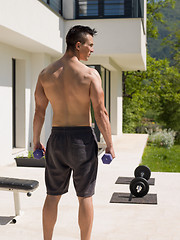 Image showing man doing morning exercises