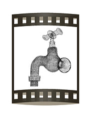 Image showing Water tap. 3d illustration. The film strip.