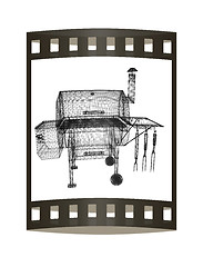 Image showing BBQ grill. 3d illustration. The film strip.