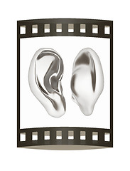 Image showing Ear model. 3d illustration. The film strip.